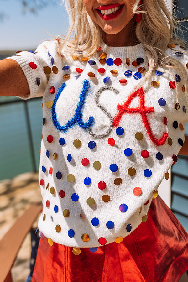 USA Pride Sequin Sweater Top Image - 4