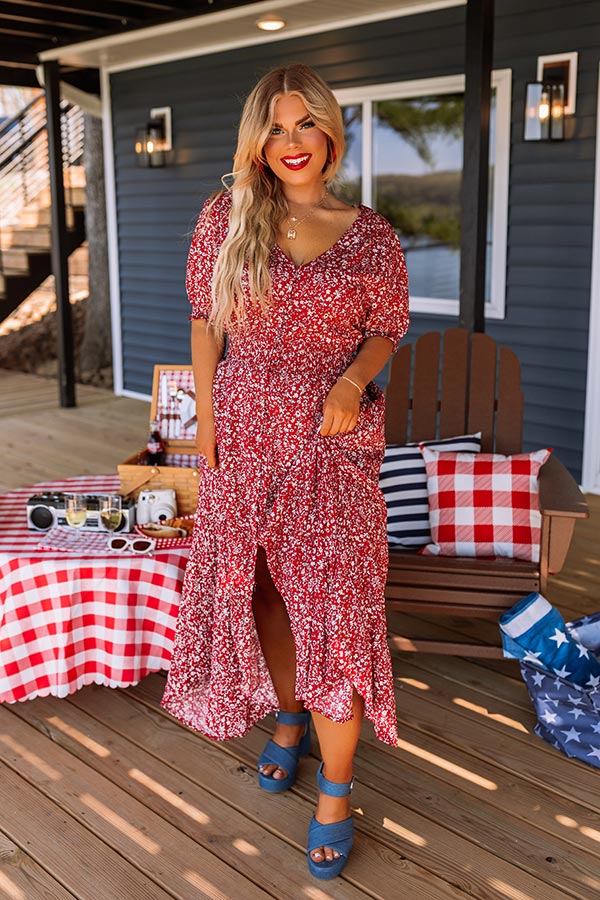 Floral Euphoria Maxi In Red Curves Image - 4