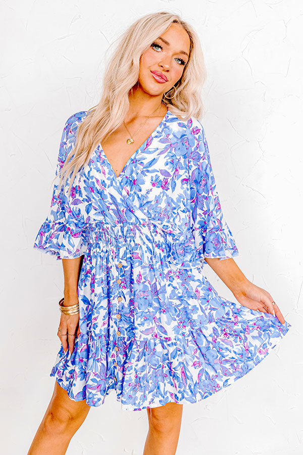Love The Journey Floral Romper In Blue
