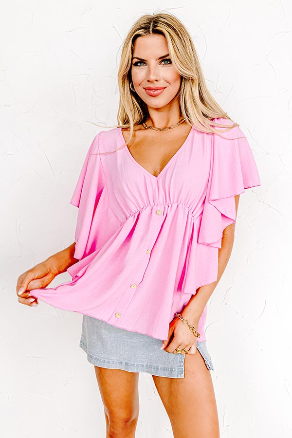 Happy Hideaway Babydoll Top In Pink Image - 1