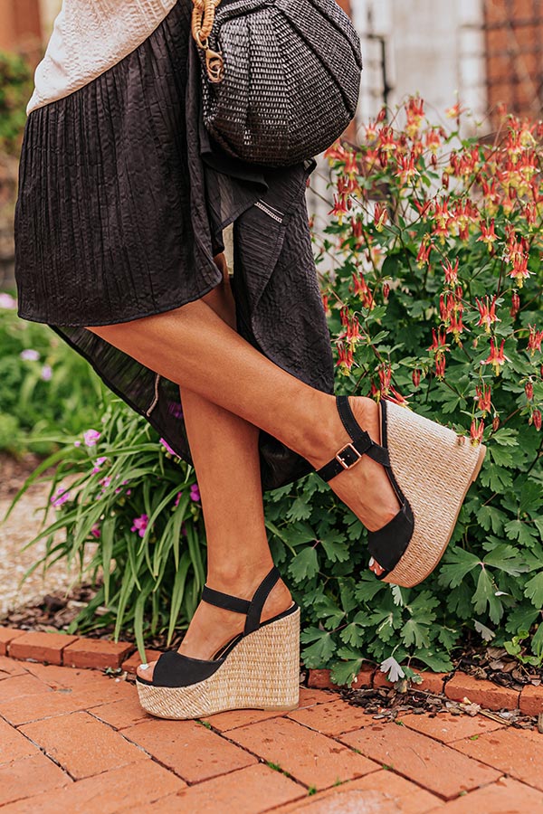 The Cailyn Faux Nubuck Wedge in Black