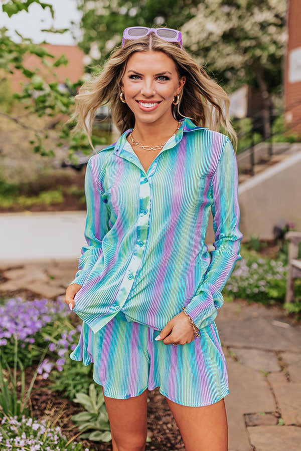 Delightful Dip Pleated Top In Sky Blue Image - 4