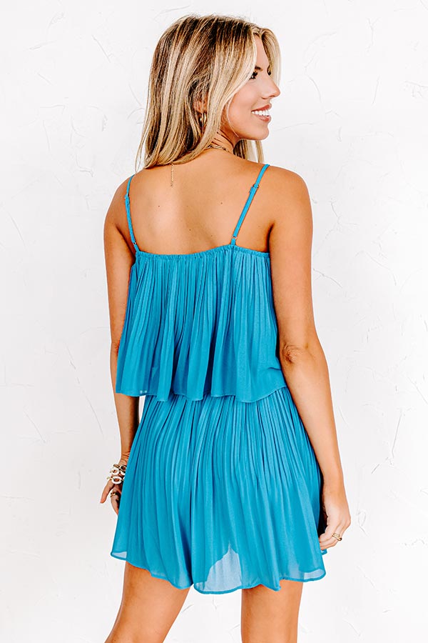 Door To Destiny Pleated Romper In Ocean Blue Image - 3