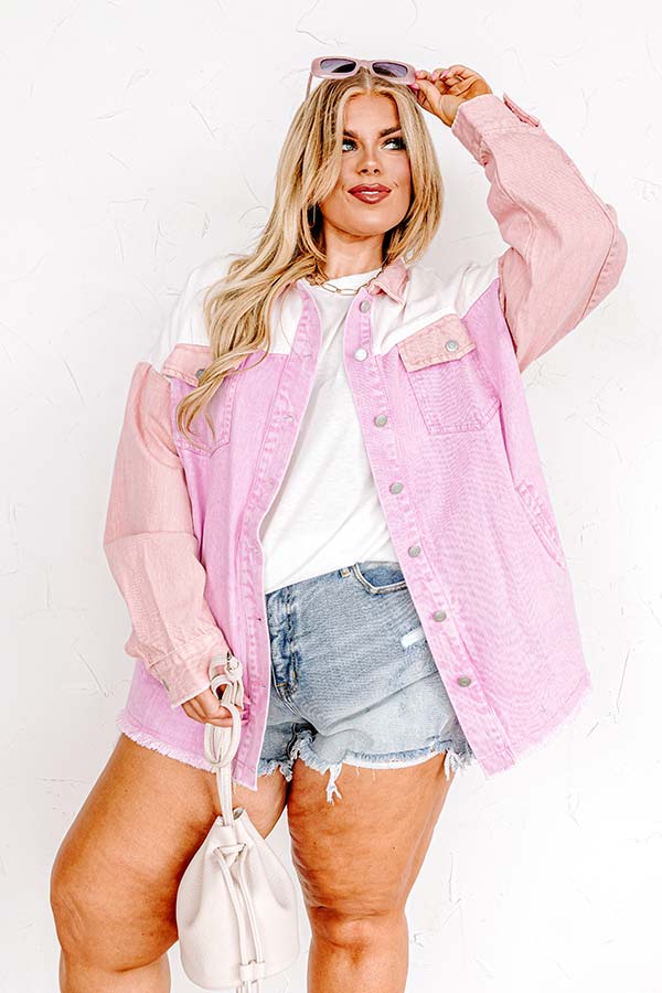 Plain And Simple Denim Jacket in Pink Curves • Impressions Online Boutique
