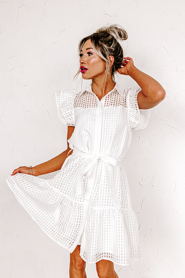 Devoted Darling Gingham Dress in White Image - 1