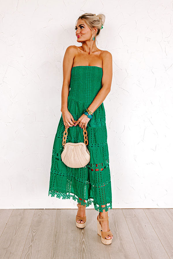 Every Hour Smocked Eyelet Midi Image - 1