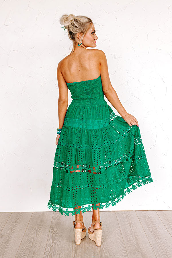 Every Hour Smocked Eyelet Midi Image - 3