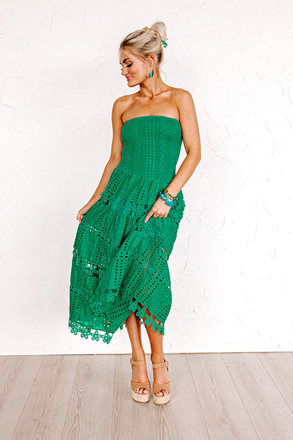 Every Hour Smocked Eyelet Midi Image - 4