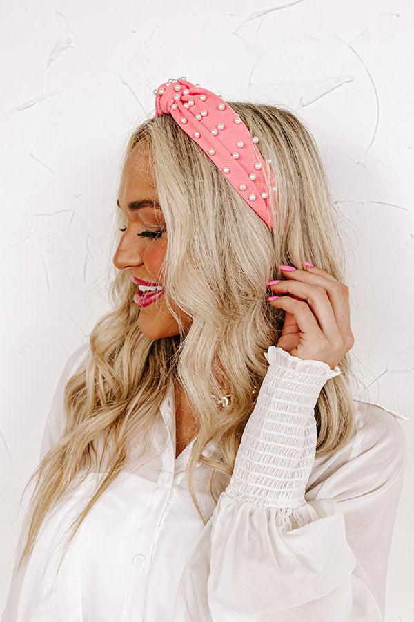 Shore About It Embellished Headband In Pink