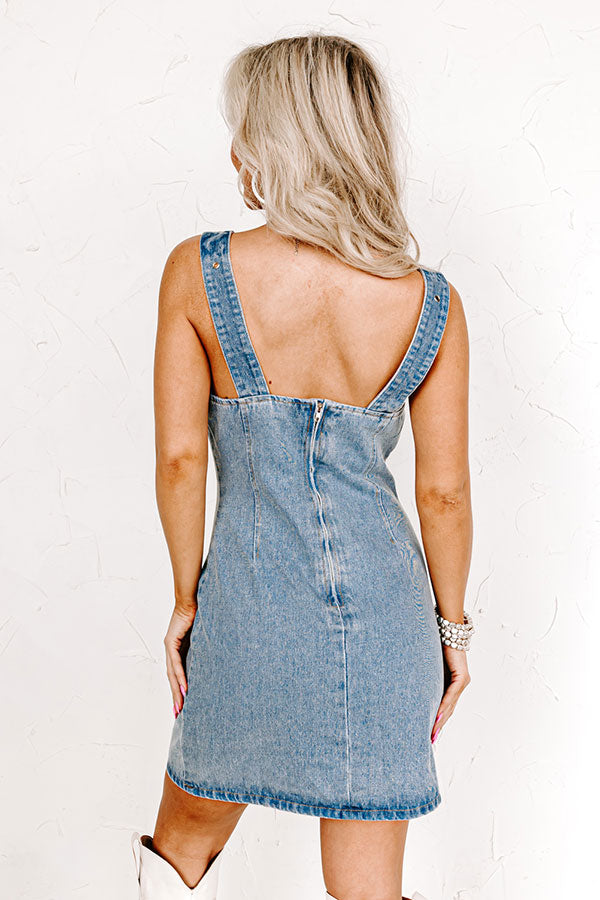 Beyond The Stage Denim Mini Dress In Light Wash Image - 1