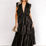 Seeking Champagne Pleated Maxi Dress In Black Image - 1