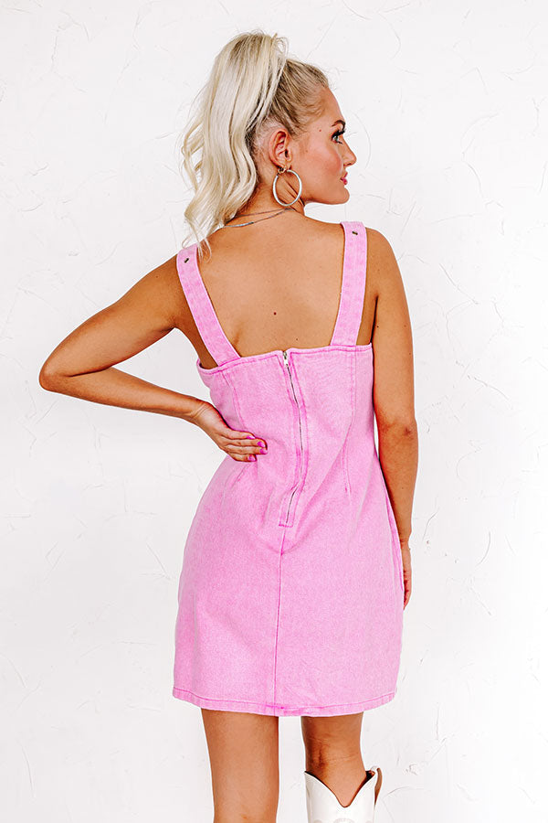Beyond The Stage Denim Mini Dress In Pink Image - 1