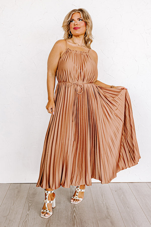 Casually Stunning Pleated Midi in Mocha Curves Image - 1