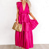 Seeking Champagne Pleated Maxi Dress In Sangria Image - 1