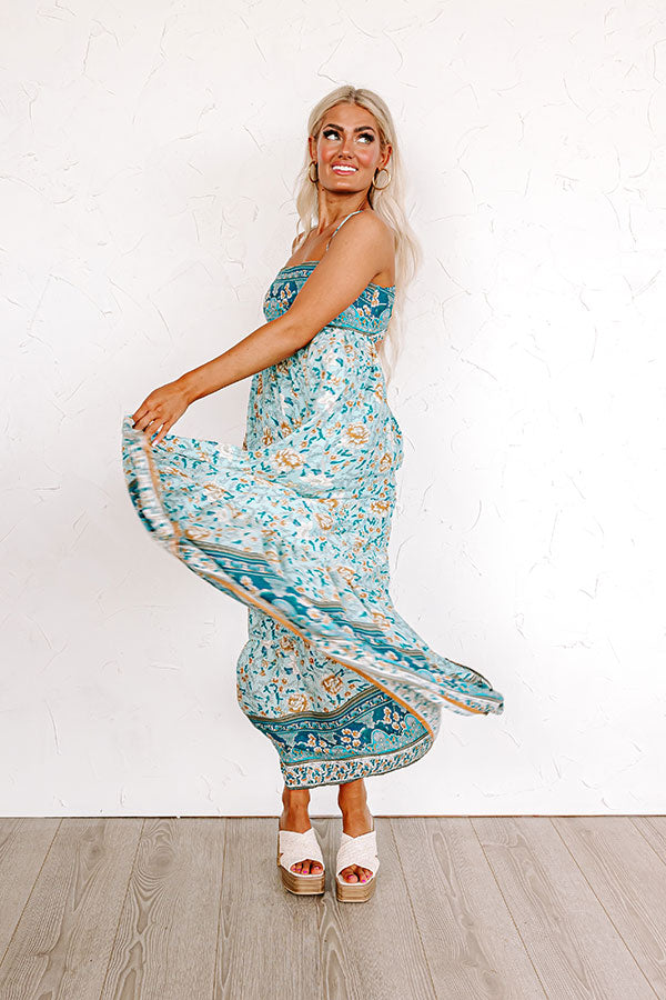 Everlasting Dreams Floral Maxi In Aqua Image - 4
