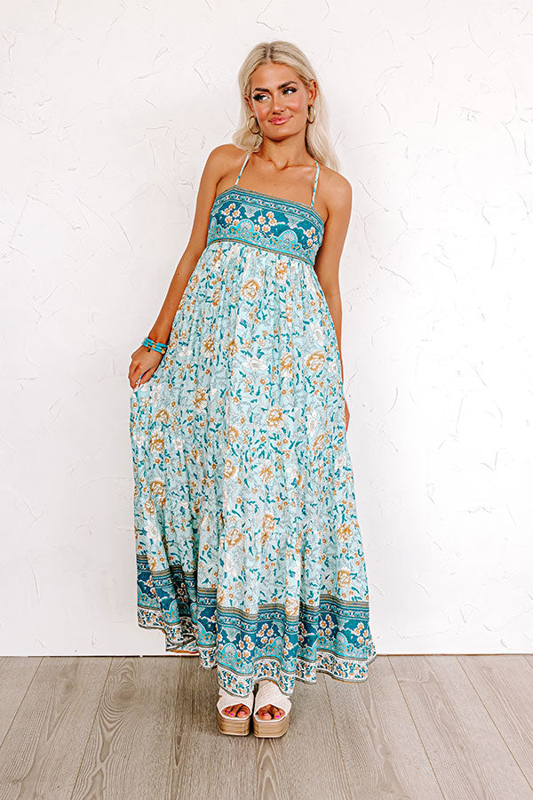 Everlasting Dreams Floral Maxi In Aqua Image - 1