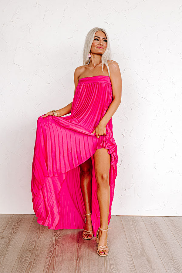 Charming Views Pleated Maxi In Hot Pink