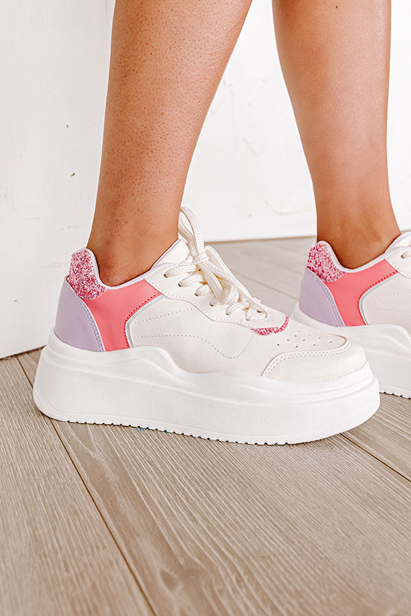 The Avianna Faux Leather Sneaker In Pink Image - 2