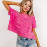 Cafe Afternoons Mineral Wash Crop Top in Hot Pink Image - 1