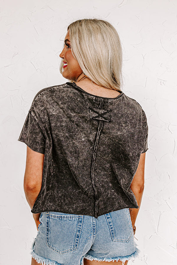 Cafe Afternoons Mineral Wash Crop Top in Vintage Black Image - 2