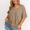 Smiling Ear To Ear Mineral Wash Tee in Taupe Image - 1