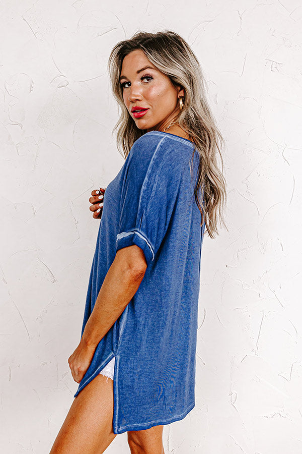 Friendly Smiles Shift Tee in Lapis Blue Image - 5