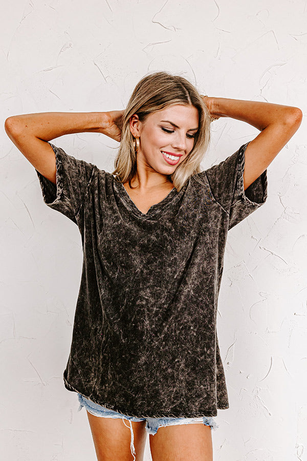 Smiling Ear To Ear Mineral Wash Tee in Vintage Black Image - 3