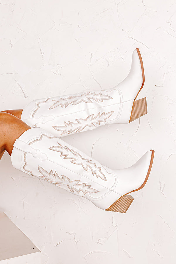 The Braelynn Faux Leather Boot in White
