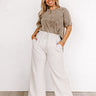 The Araceli High Waist Linen-Blend Pants in Stone Curves Image - 1