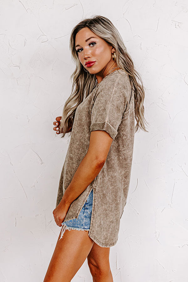 Happiness Defined Mineral Wash Tee in Taupe Image - 4