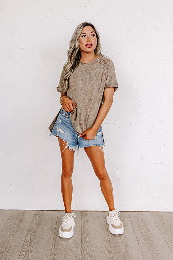 Happiness Defined Mineral Wash Tee in Taupe Image - 3