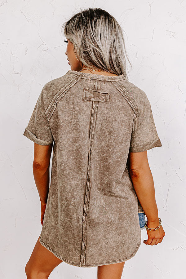 Happiness Defined Mineral Wash Tee in Taupe Image - 5