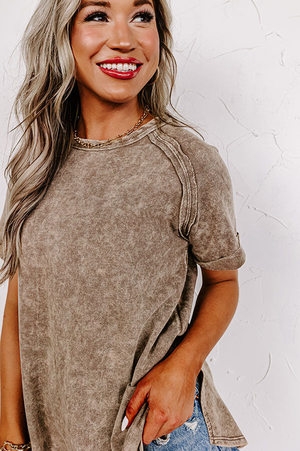 Happiness Defined Mineral Wash Tee in Taupe Image - 2