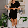 Happy Sanctuary Linen-Blend Mini Dress in Black Image - 1