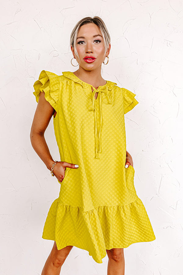Cutest In The Room Shift Dress In Lime Punch