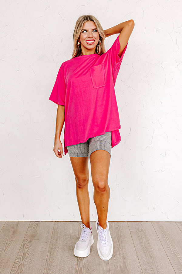 Chic And Sincere Shift Tee In Hot Pink Image - 1