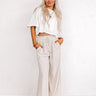 The Araceli High Waist Linen-Blend Pants in Stone Image - 1