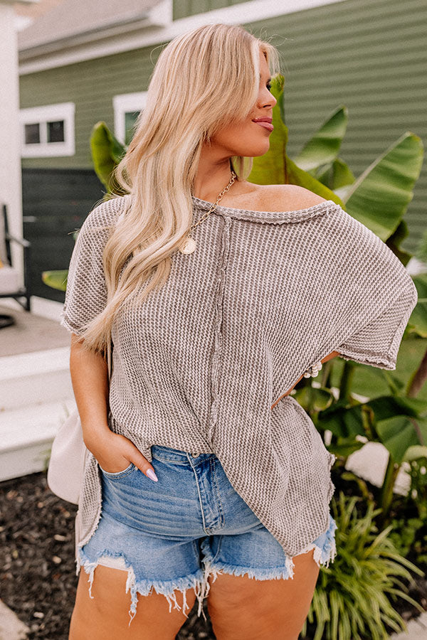 Along The Path Mineral Wash Knit Top In Taupe Curves Image - 1