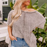 Along The Path Mineral Wash Knit Top In Taupe Curves Image - 1