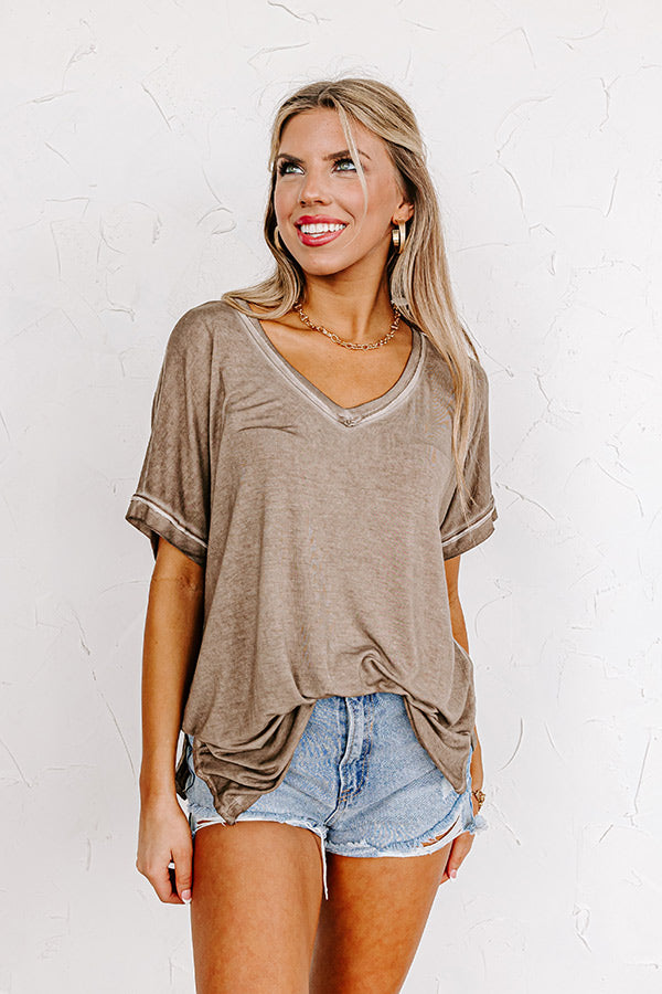 Friendly Smiles Shift Tee in Mocha Image - 2
