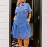 New Hope Mineral Wash Shift Dress in Royal Blue Curves Image - 1