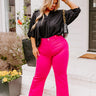 The Adriana High Waist Wide Leg Jean in Hot Pink Curves Image - 1