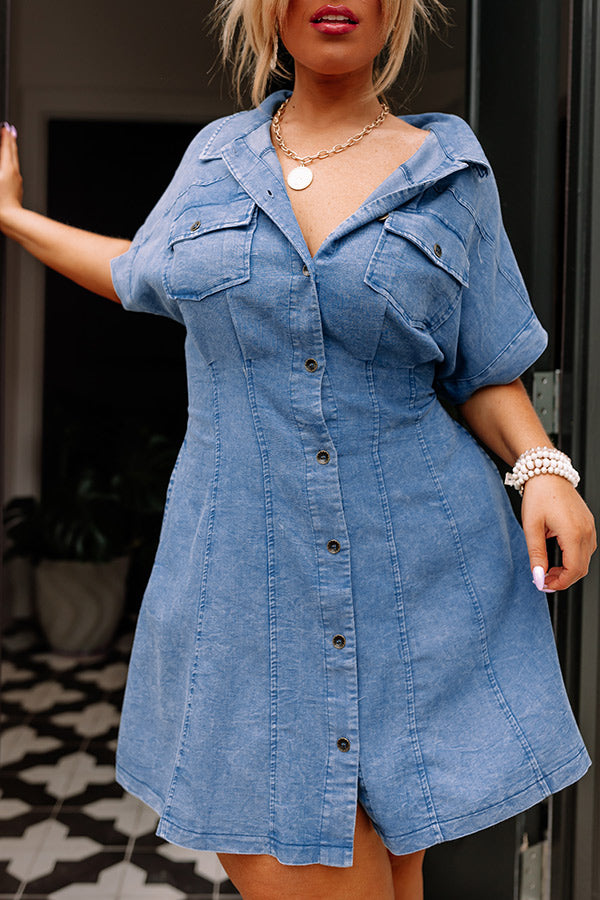 Caffeine Crush Chambray Mini Dress Curves Image - 3
