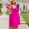 Recent Romance Pleated Midi In Fuchsia Curves Image - 1