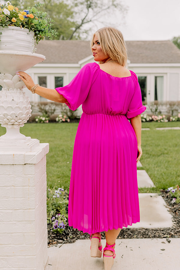 Recent Romance Pleated Midi In Fuchsia Curves Image - 5