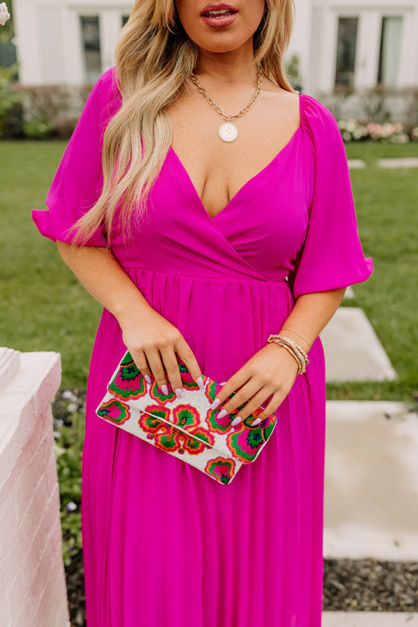 Recent Romance Pleated Midi In Fuchsia Curves Image - 3