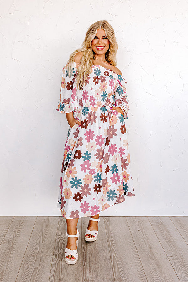 Lucky Days Smocked Midi Curves Image - 2