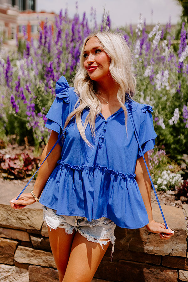 Passing Through Town Top In Royal Blue Image - 1