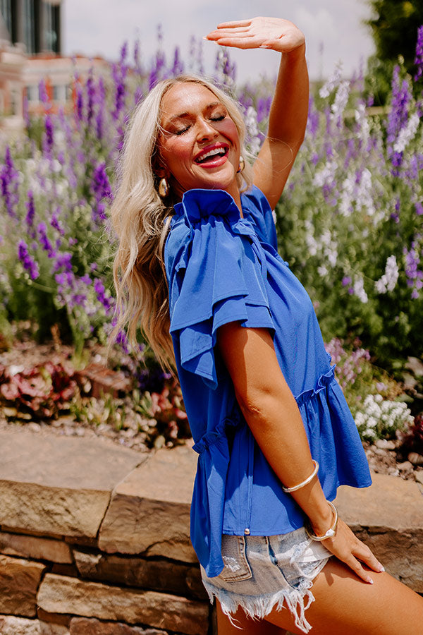 Passing Through Town Top In Royal Blue Image - 4