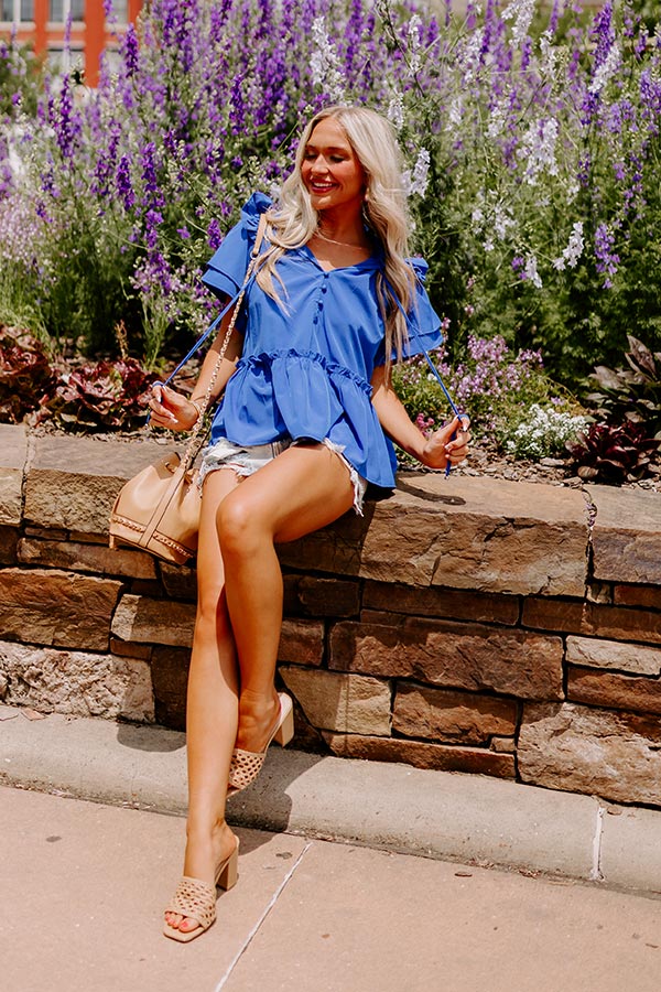 Passing Through Town Top In Royal Blue Image - 2